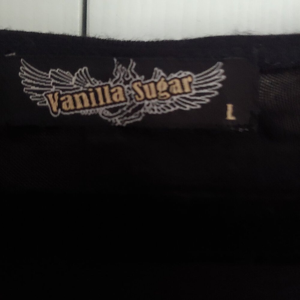 Vanilla Sugar Vintage Black with Cream Graphics Shirt Top Rhinestones Size L - Picture 4 of 5
